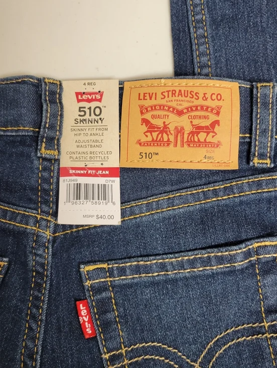 Levi's 510 NWT Skinny Fit Jeans Kids Size 4. - Picture 2 of 11